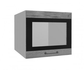 Лофт ВПГСФ 500 шкаф верхний горизонтальный со стеклом высокий с фотопечатью (Дуб цикорий/корпус Серый) в Болотном - bolotnoe.mebel54.com | фото