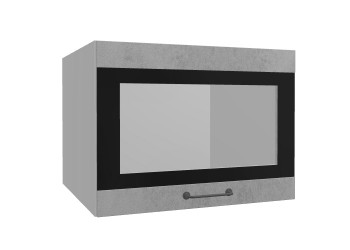Лофт ВПГСФ 600 шкаф верхний горизонтальный со стеклом высокий с фотопечатью (Бетон светлый/корпус Серый) в Болотном - bolotnoe.mebel54.com | фото