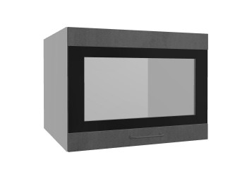 Лофт ВПГСФ 600 шкаф верхний горизонтальный со стеклом высокий с фотопечатью (Бетон темный/корпус Серый) в Болотном - bolotnoe.mebel54.com | фото