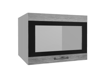 Лофт ВПГСФ 600 шкаф верхний горизонтальный со стеклом высокий с фотопечатью (Дуб майский/корпус Серый) в Болотном - bolotnoe.mebel54.com | фото