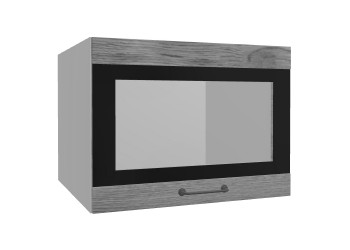 Лофт ВПГСФ 600 шкаф верхний горизонтальный со стеклом высокий с фотопечатью (Дуб цикорий/корпус Серый) в Болотном - bolotnoe.mebel54.com | фото