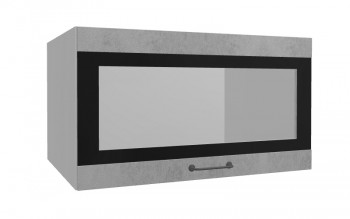 Лофт ВПГСФ 800 шкаф верхний горизонтальный со стеклом высокий с фотопечатью (Бетон светлый/корпус Серый) в Болотном - bolotnoe.mebel54.com | фото