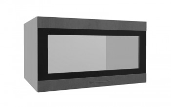 Лофт ВПГСФ 800 шкаф верхний горизонтальный со стеклом высокий с фотопечатью (Бетон темный/корпус Серый) в Болотном - bolotnoe.mebel54.com | фото