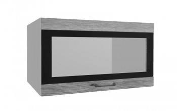 Лофт ВПГСФ 800 шкаф верхний горизонтальный со стеклом высокий с фотопечатью (Дуб майский/корпус Серый) в Болотном - bolotnoe.mebel54.com | фото