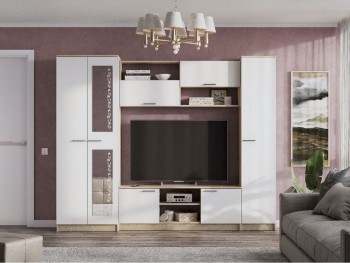 Мебель для гостиной МГС 3 Исполнение 1 Дуб Сонома / Белый в Болотном - bolotnoe.mebel54.com | фото