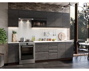 Модульная кухня Бруклин 2,8 м (Бетон черный/Венге) в Болотном - bolotnoe.mebel54.com | фото