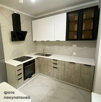 Модульная кухня Норд 1,6 м (Софт даймонд/Камень беж/Белый) в Болотном - bolotnoe.mebel54.com | фото