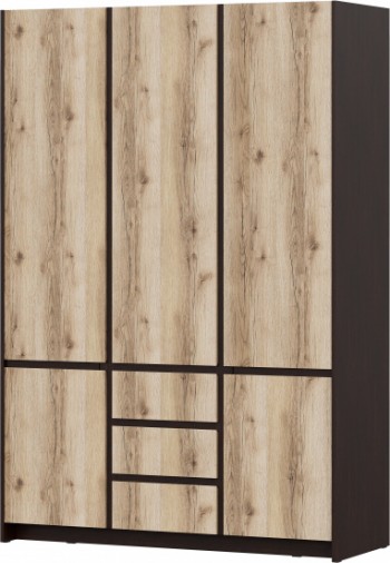 Модульная система "Прага" Шкаф для одежды трехстворчатый Дуб Венге/Дуб Делано в Болотном - bolotnoe.mebel54.com | фото