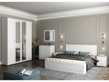 Модульная спальня Барселона (Белый/Белый глянец) в Болотном - bolotnoe.mebel54.com | фото