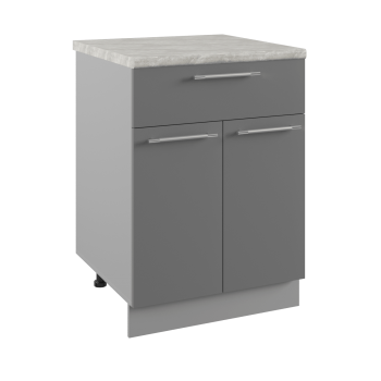 Монца С1ЯШ 600 Шкаф нижний с ящиком (Белый софт/корпус Серый) в Болотном - bolotnoe.mebel54.com | фото