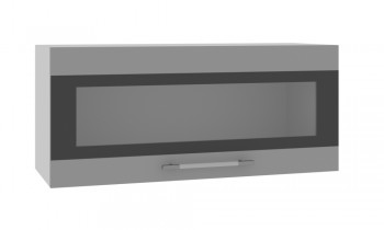 Норд ШВГС 800 Шкаф верхний горизонтальный со стеклом (Софт черный/корпус Белый) в Болотном - bolotnoe.mebel54.com | фото