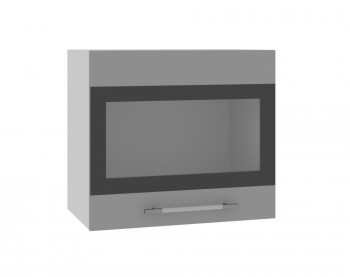 Олива ВПГСФ 500 Шкаф верхний горизонтальный со стеклом с фотопечатью высокий (Снег глянец/корпус Серый) в Болотном - bolotnoe.mebel54.com | фото