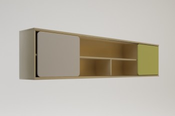 Полка между шкафами 1960 Эппл (Зеленый/Белый/корпус Клен) в Болотном - bolotnoe.mebel54.com | фото
