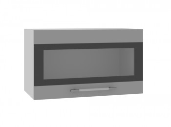 Ройс ПГСФ 600 Шкаф верхний горизонтальный со стеклом с фотопечатью (Графит софт/корпус Серый) в Болотном - bolotnoe.mebel54.com | фото