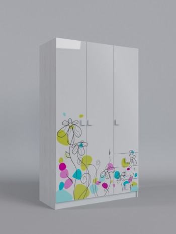 Шкаф 3-х створчатый с ящиками Флёр (Белый/корпус Выбеленное дерево) в Болотном - bolotnoe.mebel54.com | фото