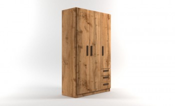 Шкаф 3-х створчатый с ящиками Шервуд (Дуб Вотан) в Болотном - bolotnoe.mebel54.com | фото