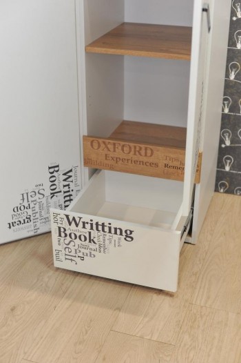 Шкаф для белья «Оксфорд» (Ривьера/Белый с рисунком) в Болотном - bolotnoe.mebel54.com | фото