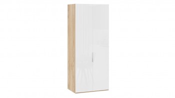 Шкаф для одежды с 2 глухими дверями «Эмбер» Яблоня Беллуно/Белый глянец в Болотном - bolotnoe.mebel54.com | фото