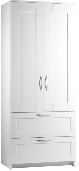 Шкаф двухдверный Сириус с 2 ящиками белый в Болотном - bolotnoe.mebel54.com | фото