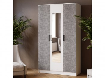 Шкаф комбинированный Ларс (1,2) с зеркалом белый/ателье светлое в Болотном - bolotnoe.mebel54.com | фото