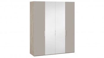 Шкаф комбинированный с 2 глухими и 2 зеркальными дверями «Эмбер» Баттл Рок/Серый глянец в Болотном - bolotnoe.mebel54.com | фото