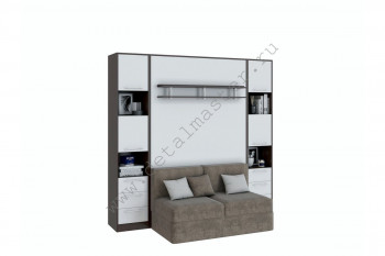 Шкаф-кровать с диваном БЕЛА с полкой ножкой в Болотном - bolotnoe.mebel54.com | фото