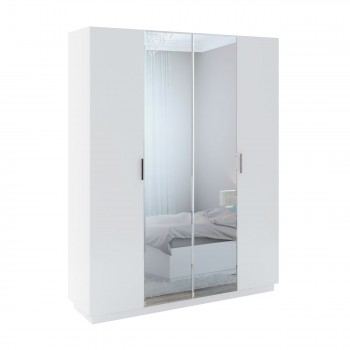 Шкаф с зер. 4 двери М22 Спальня Тиффани (белый текстурный) в Болотном - bolotnoe.mebel54.com | фото