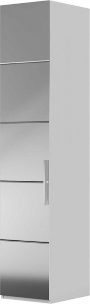 Шкаф ШР-1 зеркало, левый, Вива (Белый/Белый глянец/Платина) в Болотном - bolotnoe.mebel54.com | фото