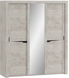 Шкаф трехдверный Соренто с раздвижными дверями Дуб бонифаций/Кофе структурный матовый в Болотном - bolotnoe.mebel54.com | фото