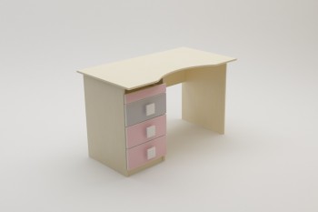 Стол (столешница с выемкой) Грэйси (Розовый/Серый/корпус Клен) в Болотном - bolotnoe.mebel54.com | фото