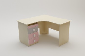 Стол угловой Грэйси (Розовый/Серый/корпус Клен) в Болотном - bolotnoe.mebel54.com | фото