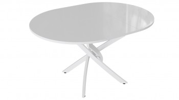 Стол обеденный «Diamond» Тип 3 (Белый муар/Белый глянец) в Болотном - bolotnoe.mebel54.com | фото