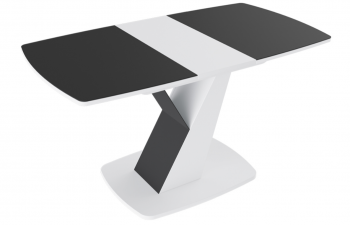Стол обеденный «Гарда» Тип 1 (Белый/Стекло матовое черный графит) в Болотном - bolotnoe.mebel54.com | фото