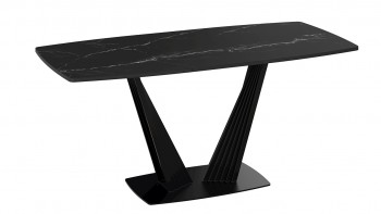 Стол раздвижной «Фабио» Тип 1 (Черный муар/Стекло черное) в Болотном - bolotnoe.mebel54.com | фото