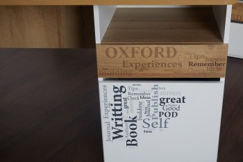 Стол с ящиками «Оксфорд» (Ривьера/Белый с рисунком) в Болотном - bolotnoe.mebel54.com | фото